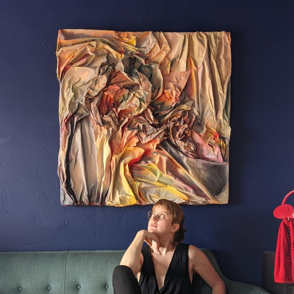 broken flower vase painting with artist